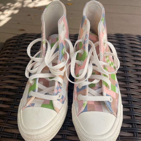 Converse All Stars Shoes - Converse High-Top Canvas Pink & Green High-Top Sneakers Pixelated design